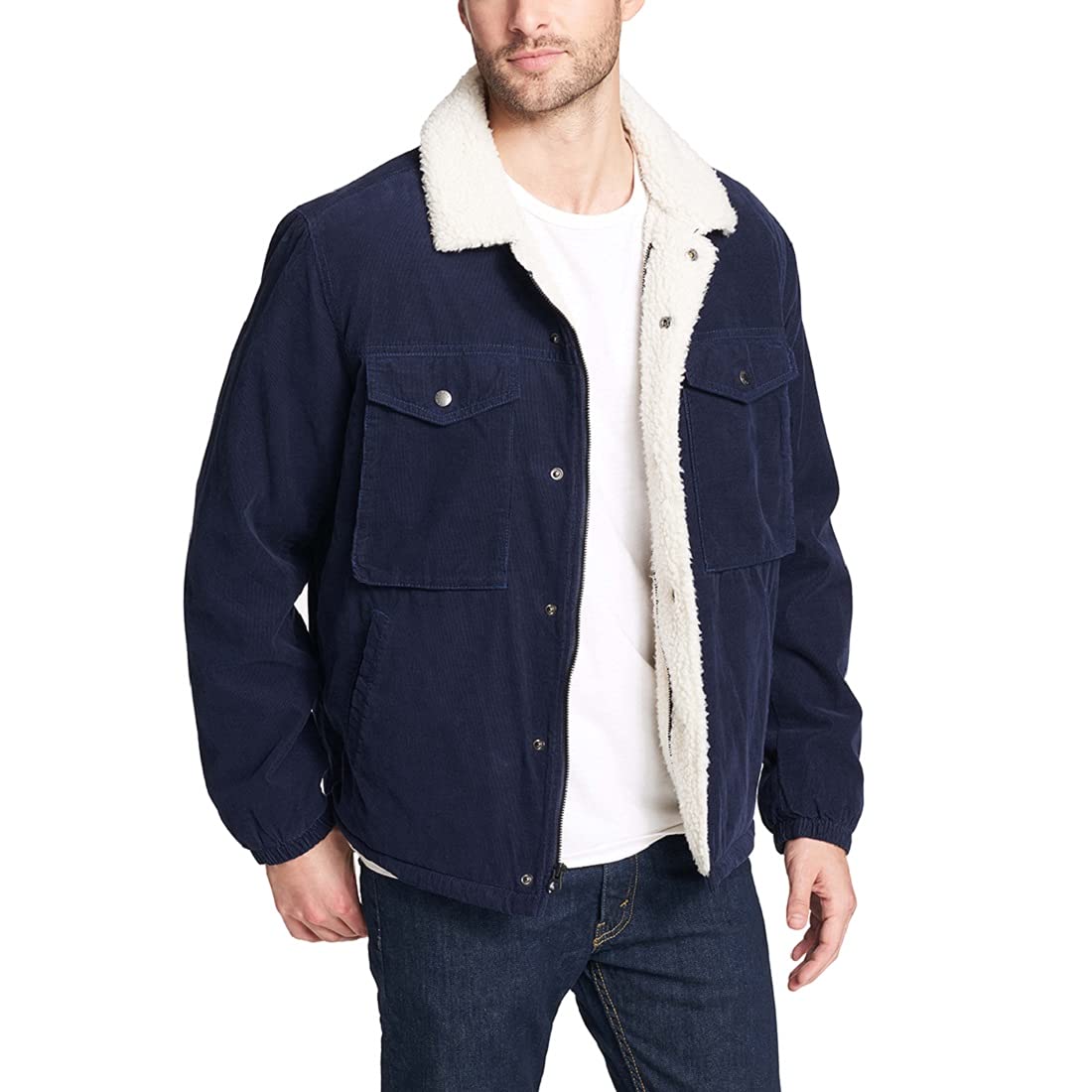 Levi's Men's Corduroy Sherpa Trucker Jacket, Navy, X-Large