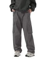 Greciilooks MenS Loose Low Rise Cargo Pants | Baggy 6 Pocket Lower Pant | Casual Cotton Pents | Formal Trousers Grey