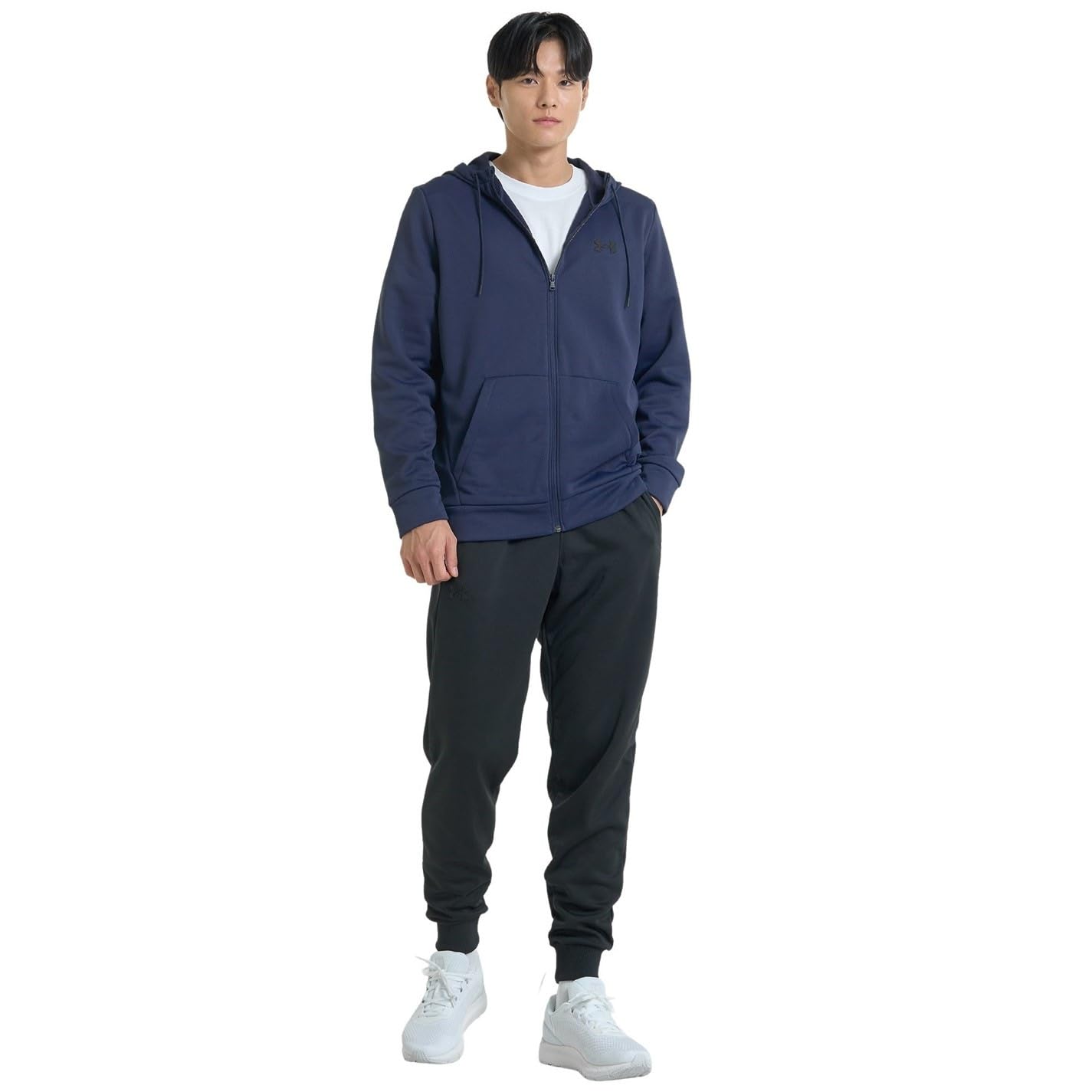 Under Armour Men's ArmourFleece Full Zip Hoodie, (410) Midnight Navy / / Black, Small