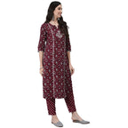 anubhutee Women Maroon Ethnic Motifs Thread Work Pure Cotton Kurta with Trousers With Dupatta