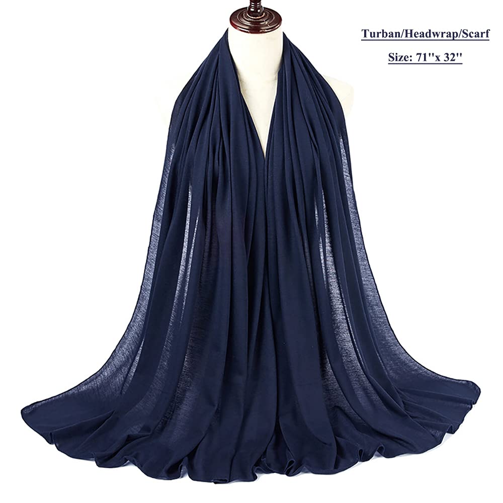 Harewom Headwraps for Women African Turbans Stretch Jersey Knit Scarf Headbands Tie for Bad Hair Day Navy Blue