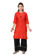 Aarika Girl'S Cotton Regular Fit Regular Tunic Shirt (Kurti-1102_Red_32)