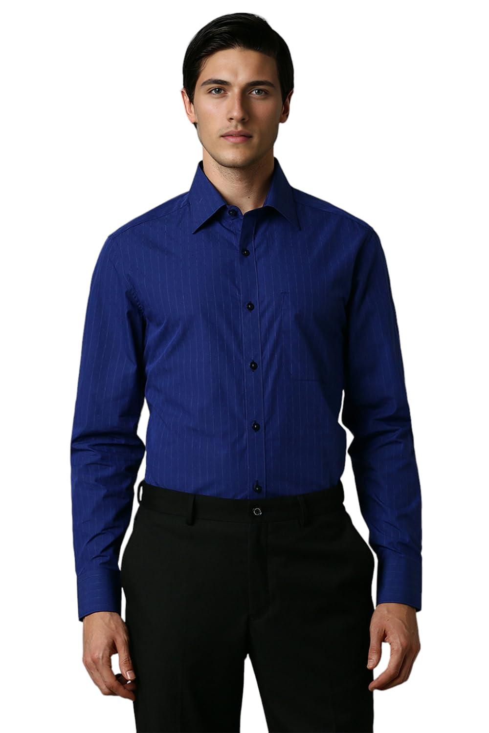 Louis Philippe Men Cotton Classic Fit Shirt (Lpsfmclpj36600_Blue, 39)