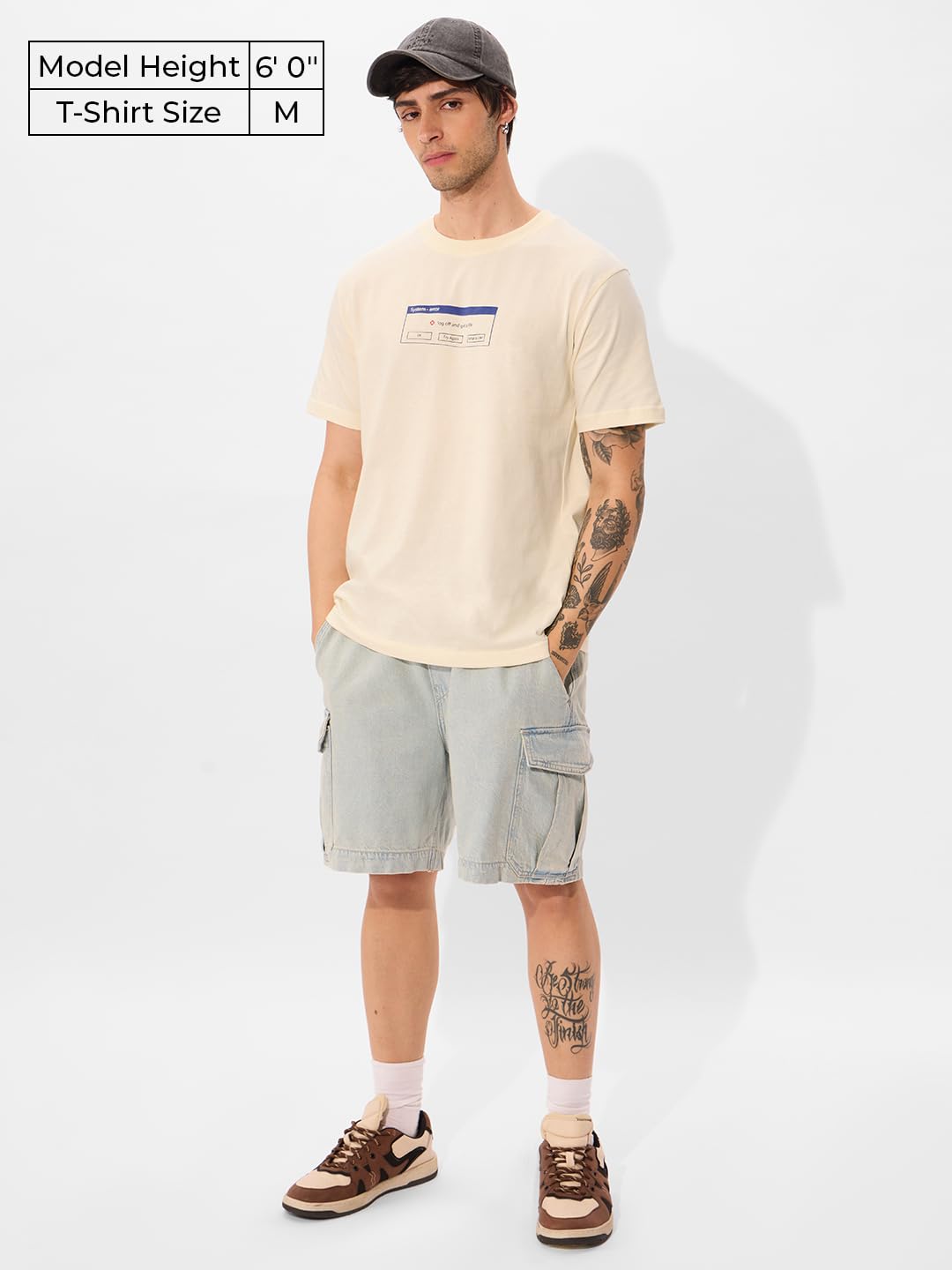 The Souled Store Official Solids: Log Off Men and Boys Short Sleeve Round Neck Graphic Printed Regular Fit Cotton T-Shirts