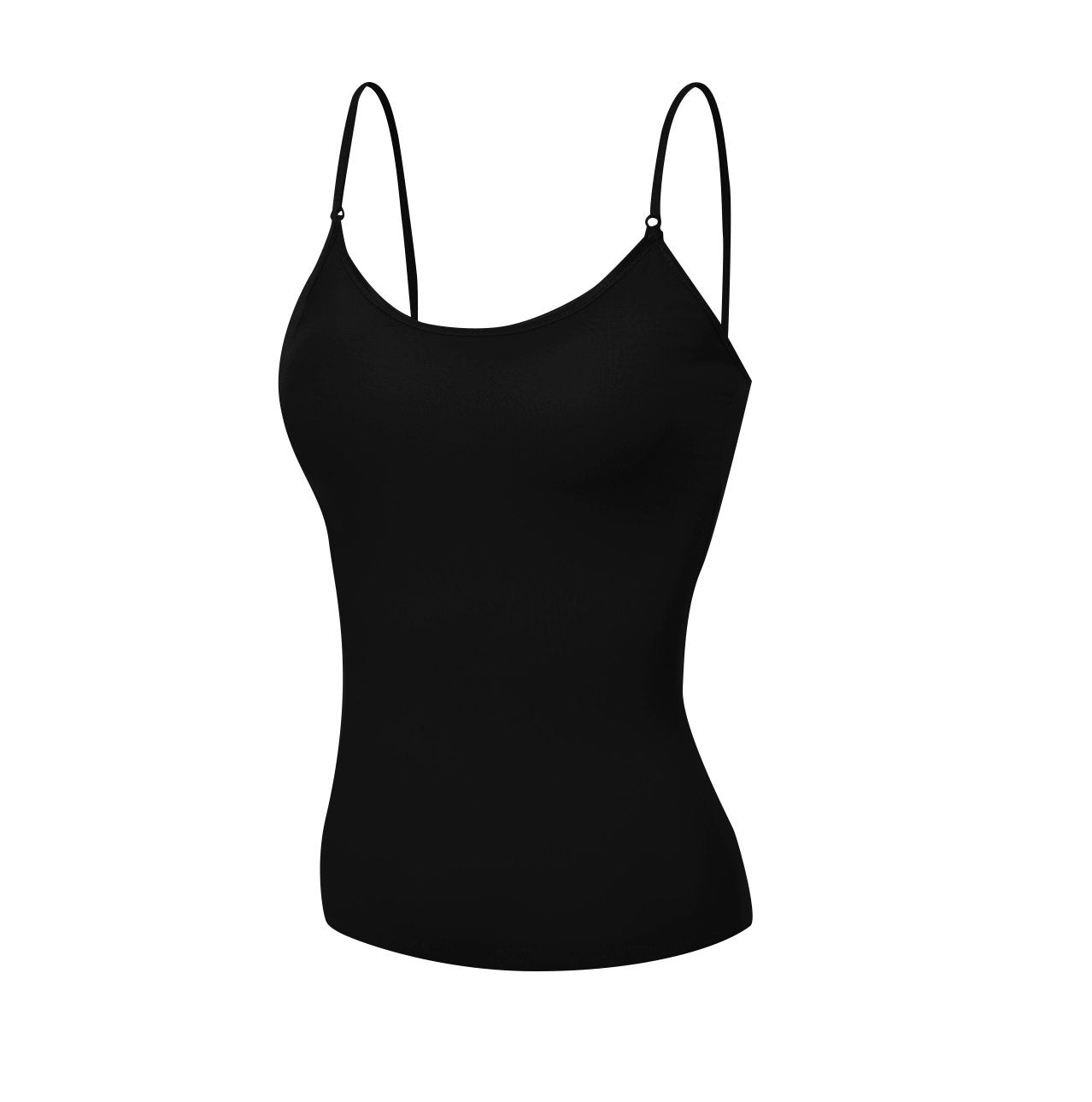 Emmalise Women's Camisole Built in Bra Wireless Fabric Support Short Cami (Black, Medium)