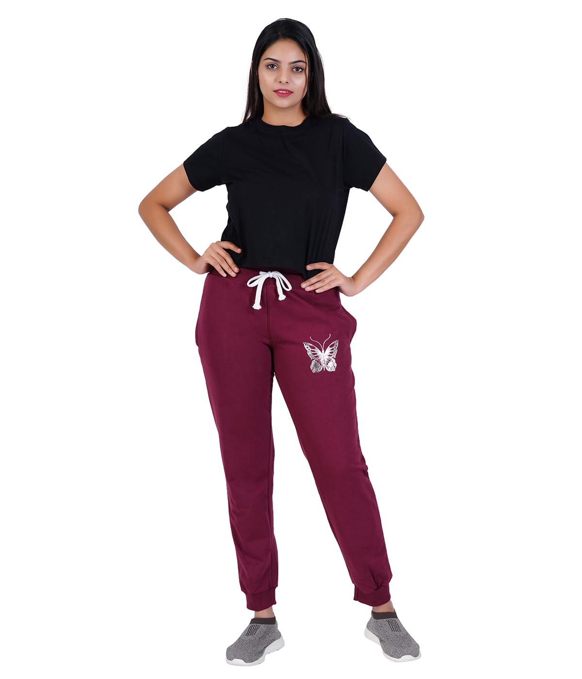 T2F Womens Regular Track Pants (WOM-JOG-01_Maroon