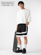 The Souled Store Black Factor Men and Boys Drawstringed Solid Regular Fit Knee Length Cotton Bermuda Shorts