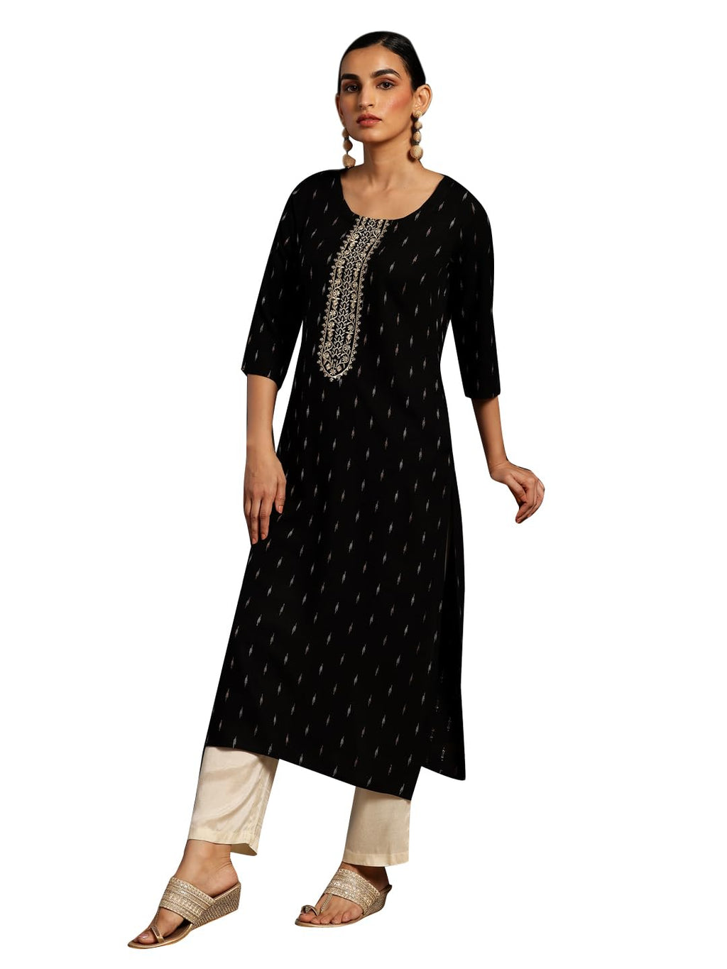 Libas Women'S Cotton Yoke Design Straight Kurta (26971_Black