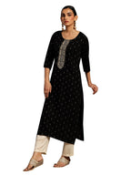 Libas Women'S Cotton Yoke Design Straight Kurta (26971_Black