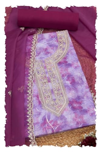 Soch Women Floral Print Unstitch Dress Material with Sequins