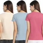 Preneum Womens Cotton Regular Fit Latest Graphic Stylish Printed Short Sleeves Casual T-Shirt || Latest Trendy & Styles (Pack 3