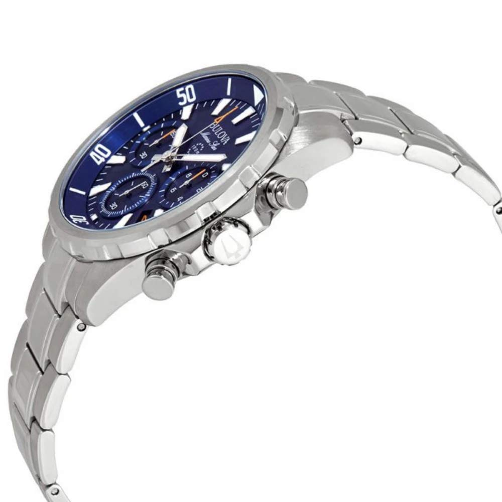 Bulova Men's Marine Star Series B Stainless Steel 6-Hand Chronograph Quartz Watch, Blue Dial Style: 96B256