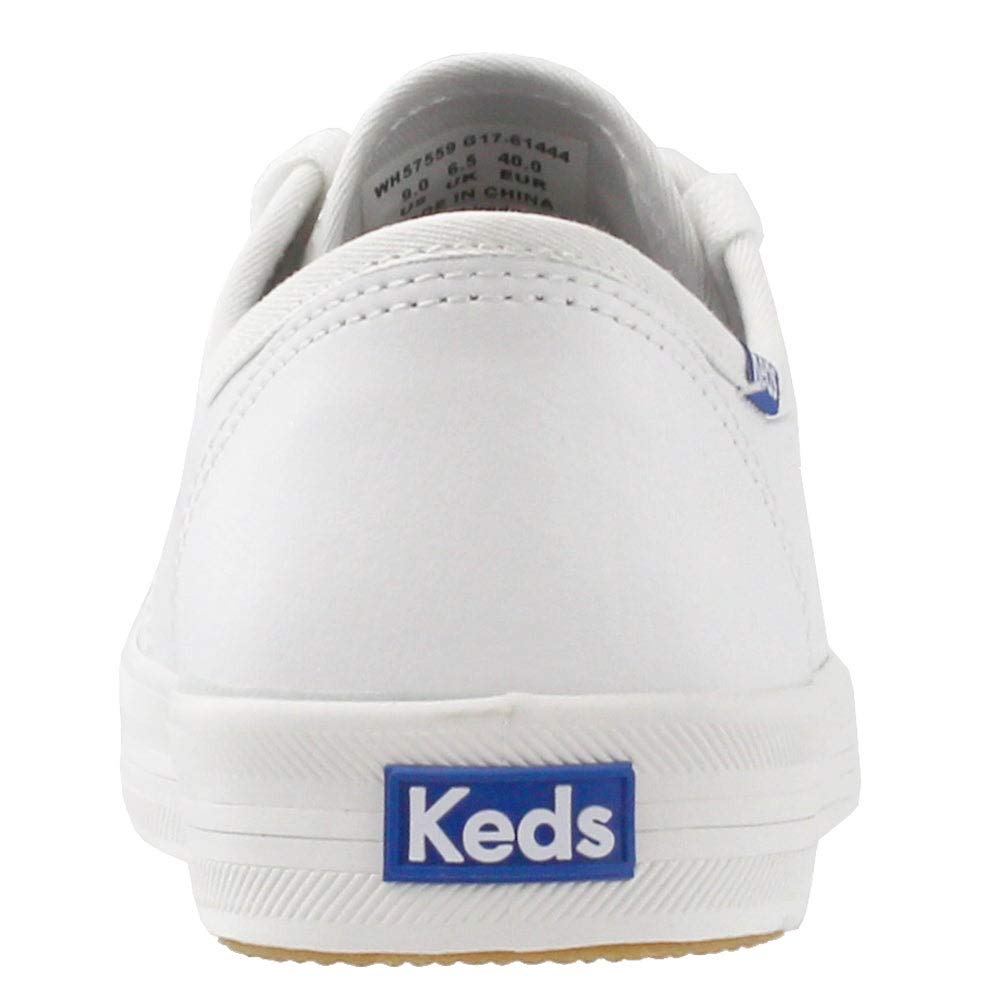 Keds Kickstart Lace Up, Sneaker Womens, White/Blue Leather, 7.5 Medium