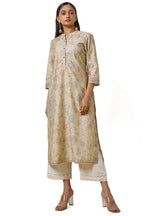 Soch Womens Beige Rayon Floral Print Kurta