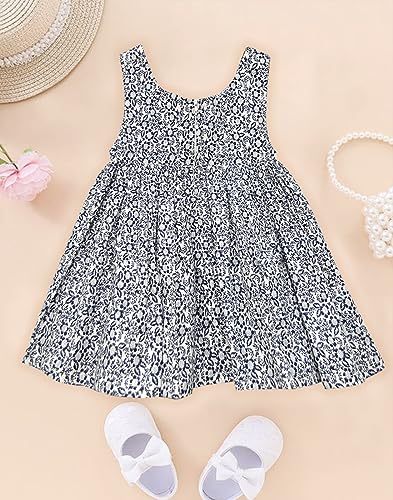 A.T.U.N. (ALL THINGS UBER NICE) Girls Floral Printed Round Neck Sleeveless Bow Fit & Flared Dress