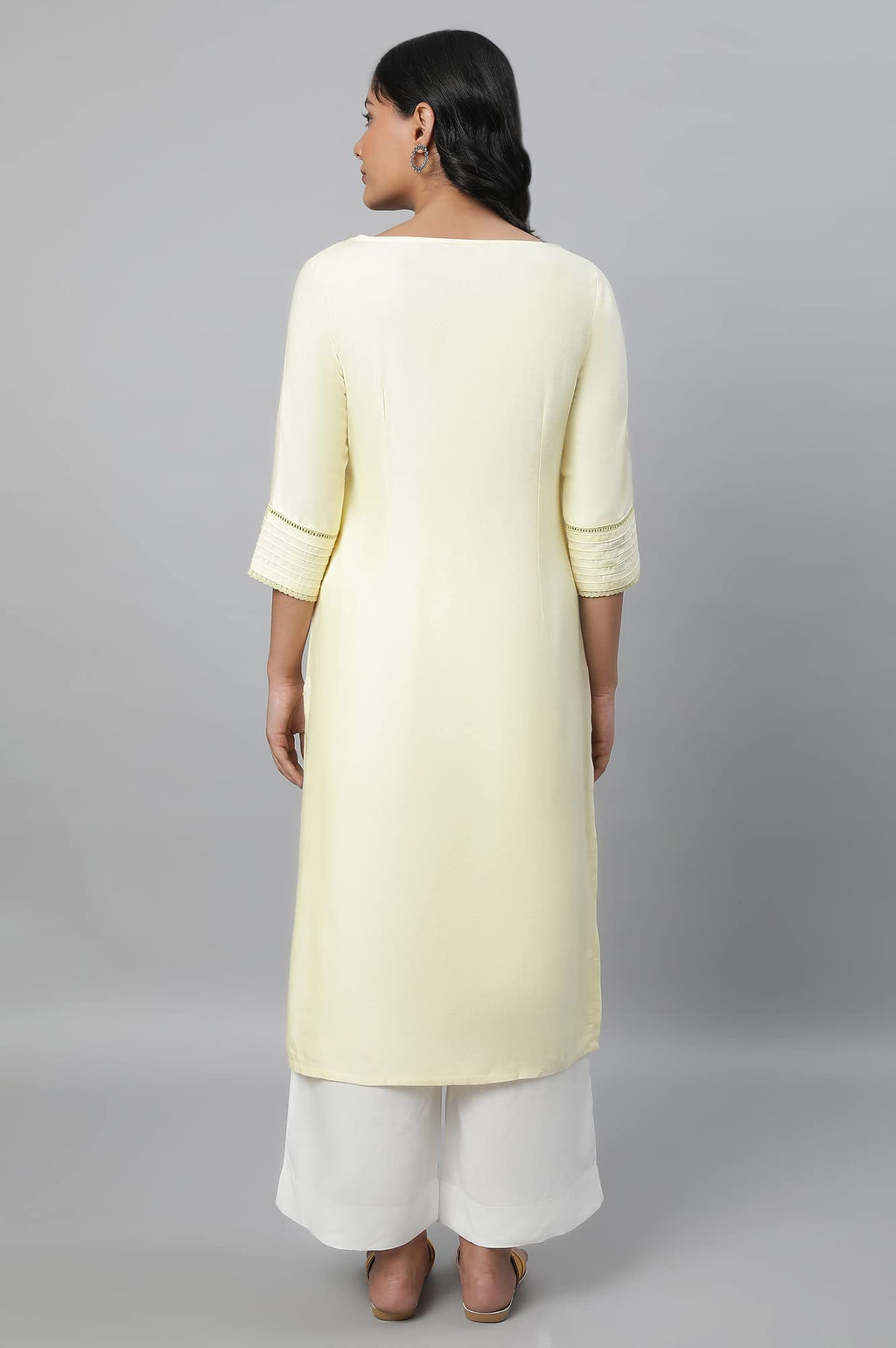 Aurelia Womens Viscose Solid Regular Kurta (23FEA12231-702549_Yellow_XXL)