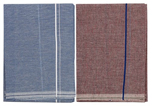 Prakasam Cotton MenS Single (1.27 X 1.95 Meter) Colour Dhoti (L.C) Pack Of 2 (Code-2/7)