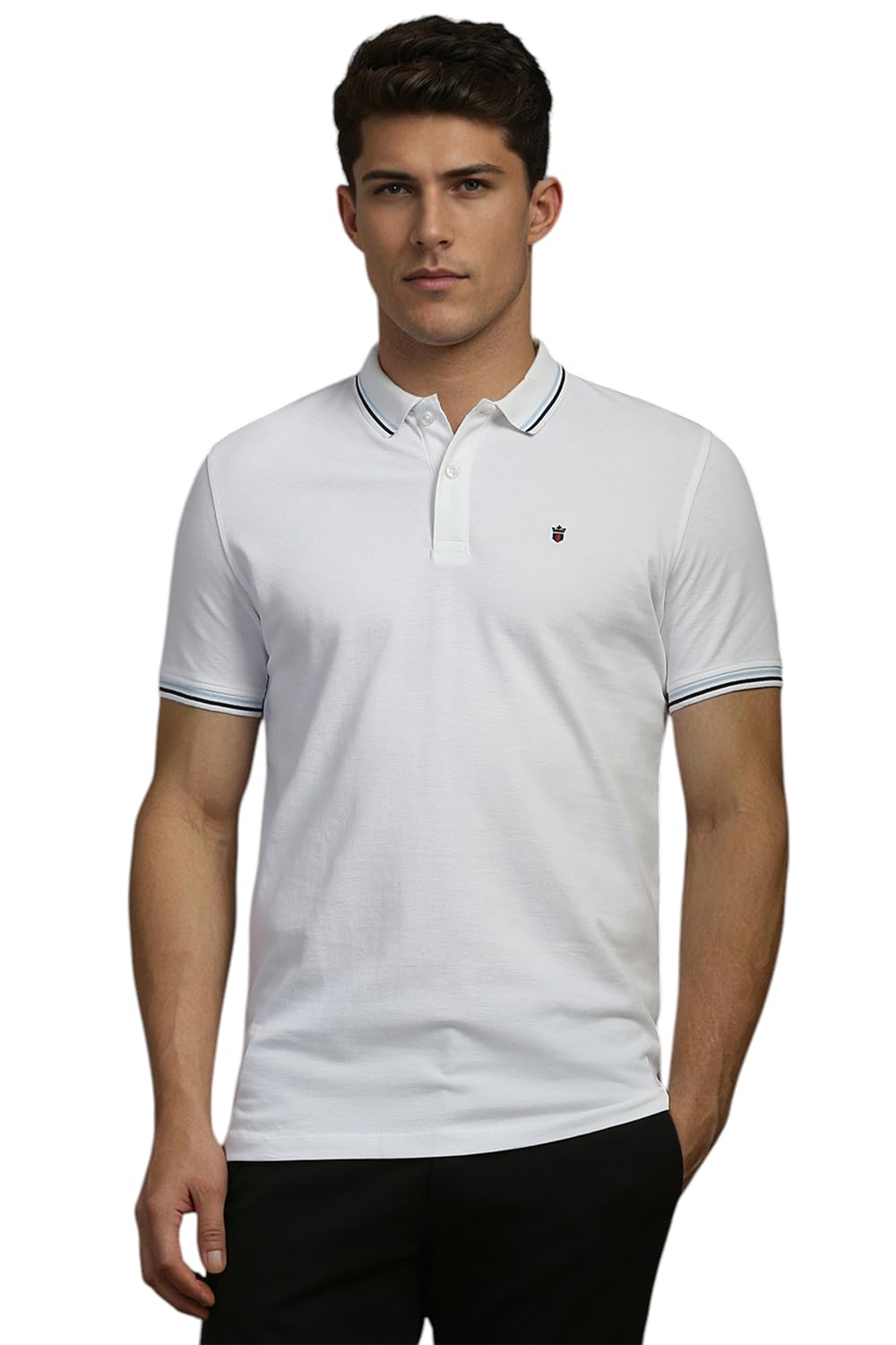 Louis Philippe Cotton MenS Solid Slim Fit T-Shirt (Lykpcslbl03938_White, Xl