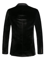 THWEI Mens Velvet Blazer One Button Slim Fit Blazer Sport Coat P-Black S