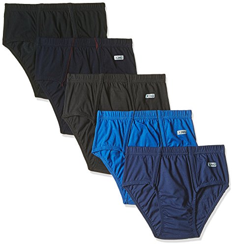 Rupa Frontline MenS Cotton Brief (Pack Of 5)(8903978457321_Fl Xing_80_Navy, Sky, Grey, Black, Dull Blue)