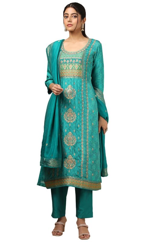 Soch Women Brocade Zari Woven Suit Set with Faux Mirror and Sequins