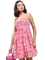 Ketch Cotton Blend Women Casual Fit Fuschia Dress Above The Knee Khj6000555