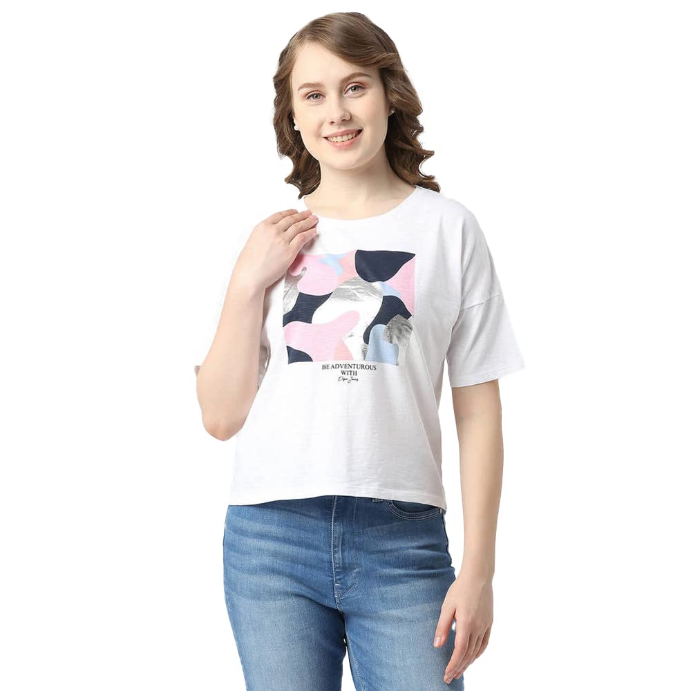 Pepe Jeans Graphic Cotton Round Neck WomenS T-Shirt (White, Xl)