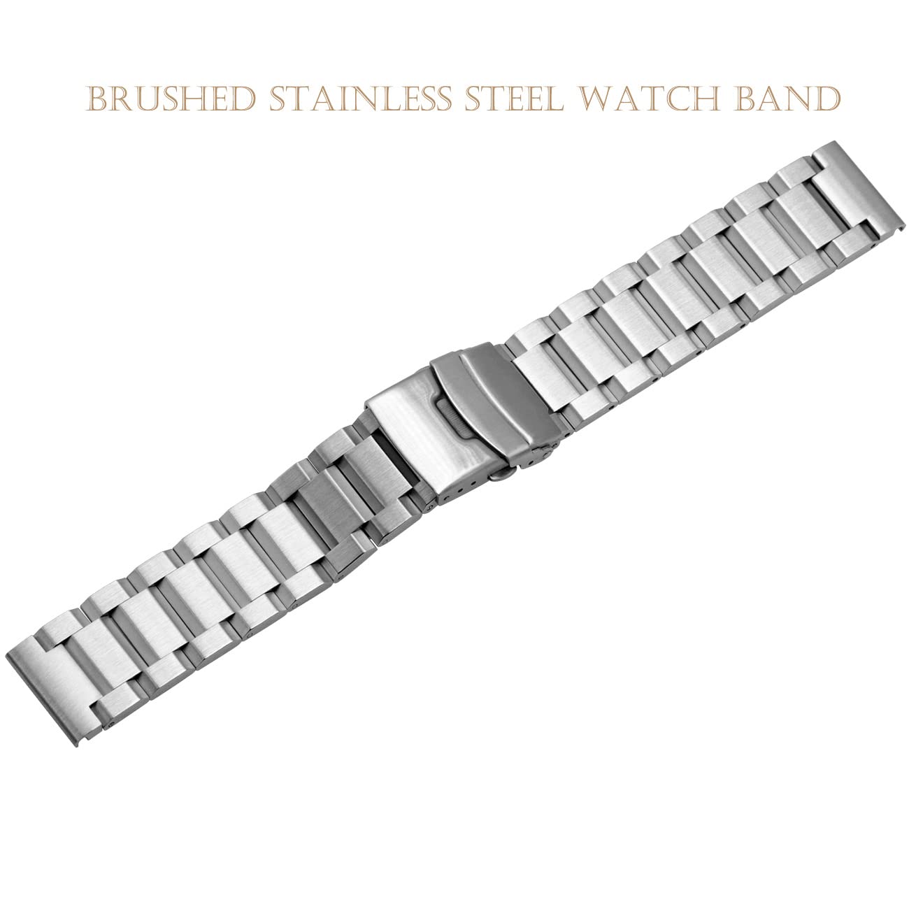 Kai Tian Stainless Steel Watch Band 20mm Brushed & Polished Finish Watch Strap Replacement Bracelet with Fold Over Clasp Double