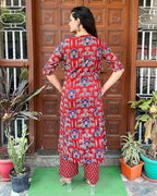 ANNI DESIGNER Womens Rayon Blend Straight Printed Kurta with Palazzo (GPW Red-VKS01_S_Red_Small)
