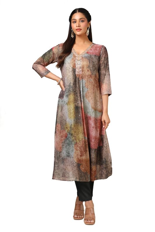 Soch Women Georgette Blend A-Line Abstract Print Kurta Set