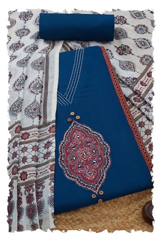 Soch Women Cotton Ethnic Motifs Unstitch Dress Material with Mirror Work