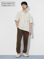 The Souled Store Solids: Chocolate Brown Men and Boys Drawstringed Cotton Blend Baggy Fit Oversized Joggers