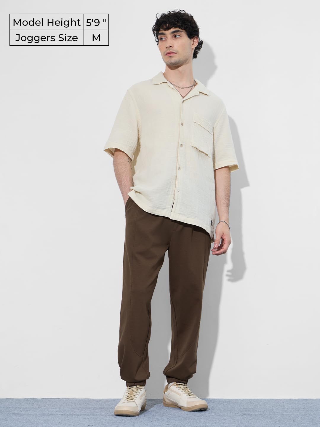 The Souled Store Solids: Chocolate Brown Men and Boys Drawstringed Cotton Blend Baggy Fit Oversized Joggers