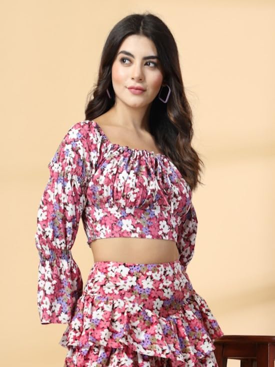 OOMPH! Full Sleeve Crop Top, Pink, mt867