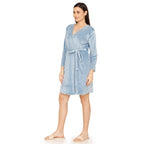Zivame Velour Knit Poly Robe For Women - Blue Shadow