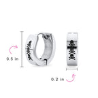 Unisex Biker Jewelry Small Halloween Skull Hoop Kpop Huggie Earrings For Men Women Teen Silver Tone Stainless Steel