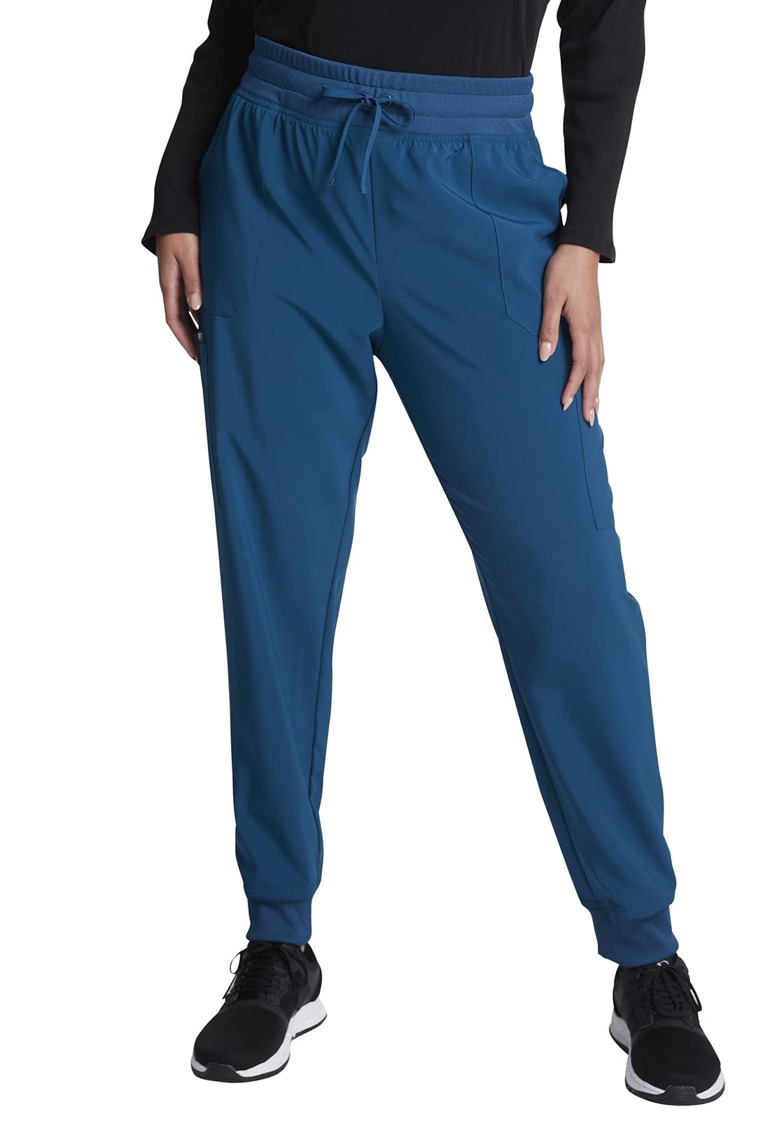 EDS Essentials Jogger Scrubs for Women, Drawstring Scrub Pants DK065, XS, Caribbean Blue