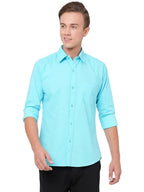 ANNI DESIGNER Mens Cotton Blend Solid Slim Fit Casual Full Sleeves Shirt (Rikk-Sky Blue-Nw-an_M_Sky Blue_Medium)