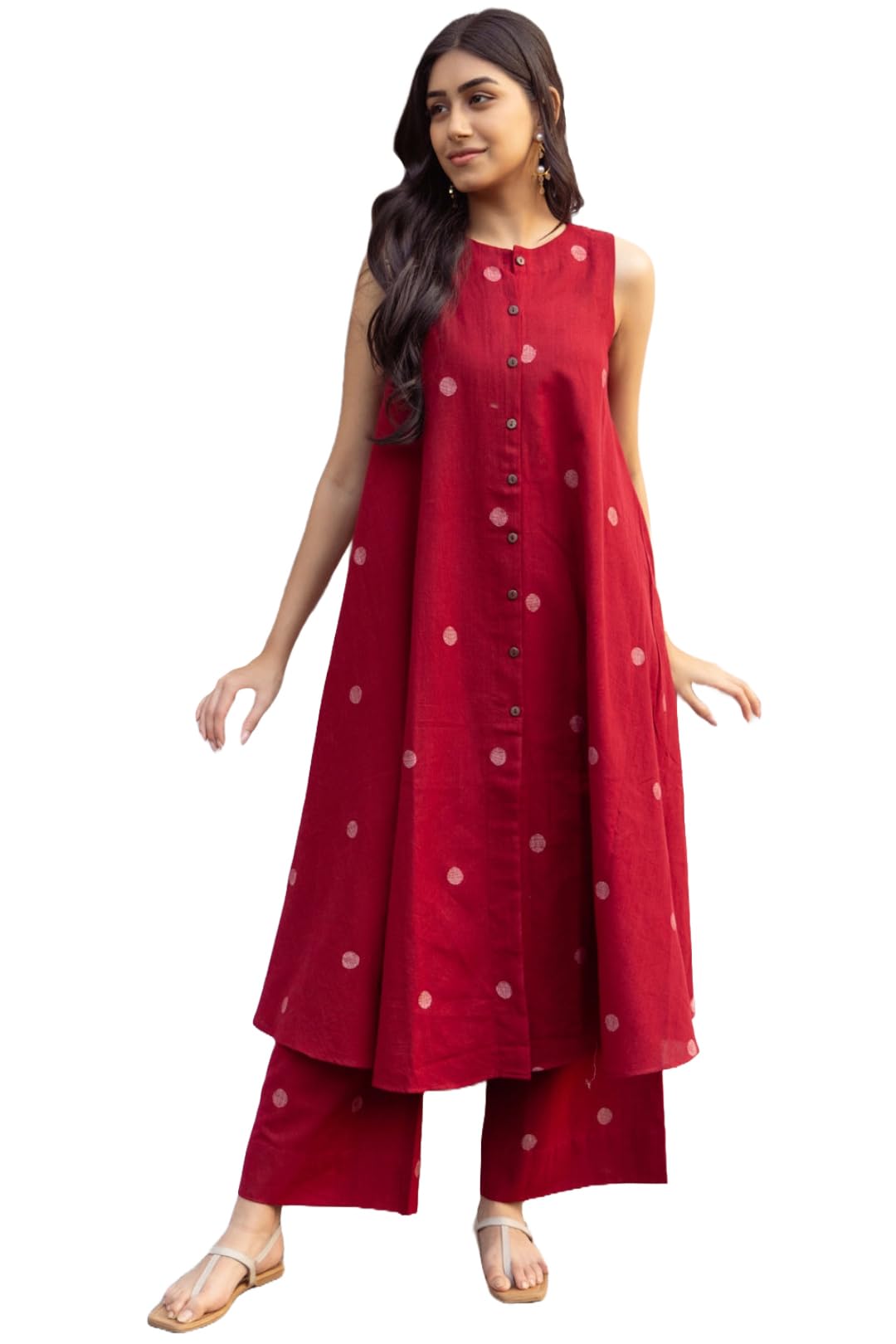 ANNI DESIGNER Womens Rayon Blend Straight Printed Kurta with Palazzo (DEEKSHA RED_XL_Red_X-Large)