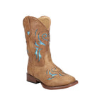 Roper Girls Glitter Breeze Western Boot - 9-1/4    Shaft - Square Toe Boots, Cowgirl Boots, Faux Leather Outsole & Padded Insole