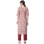 Pinkmint Women'S Printed Crepe Straight Kurta And Pant Set Maroon