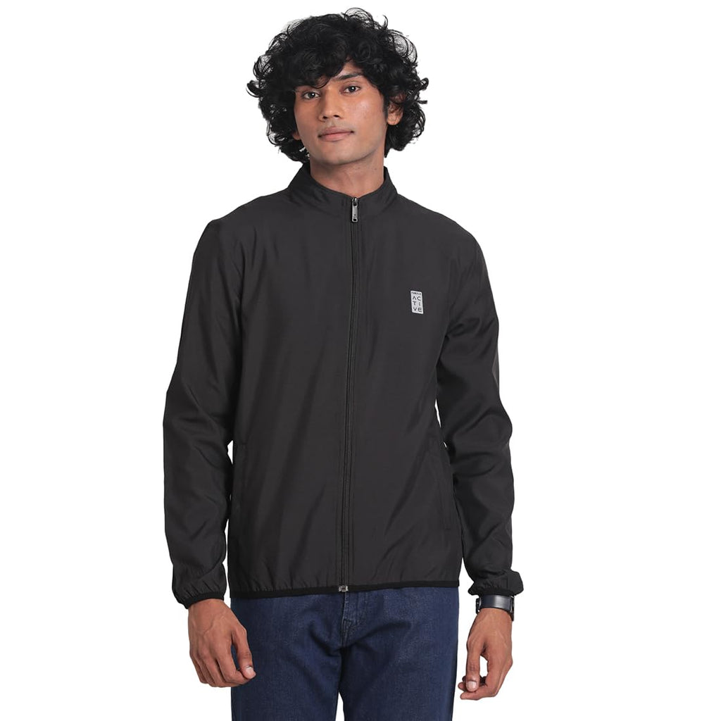Turtle Men Polyester Solid Grey Zipper Windcheater Jacket