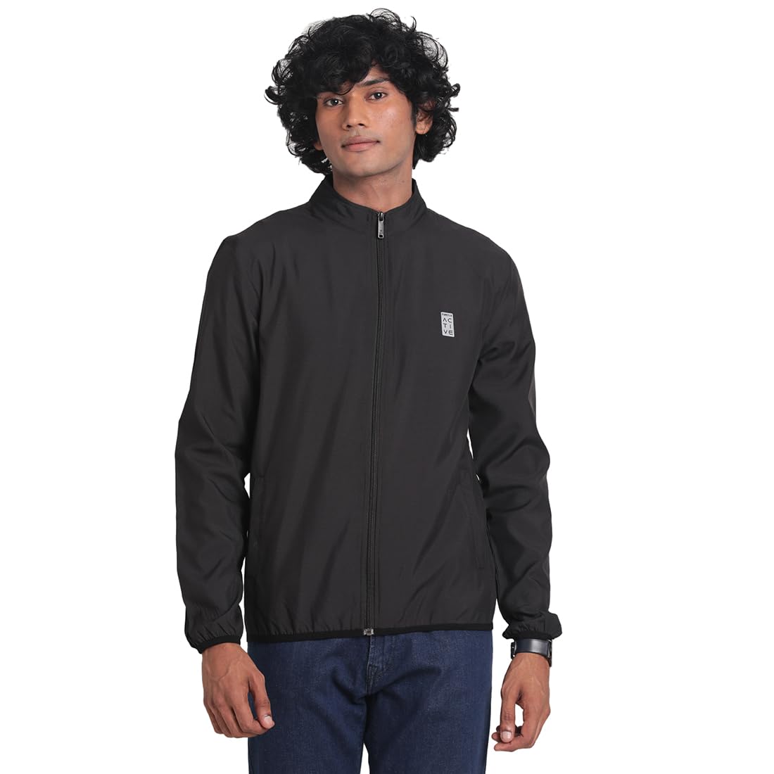 Turtle Men Polyester Solid Grey Zipper Windcheater Jacket