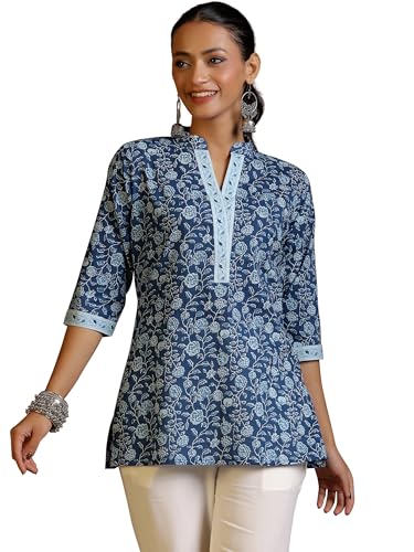 Libas WomenS Pure Cotton Regular Kurti (26575_Blue