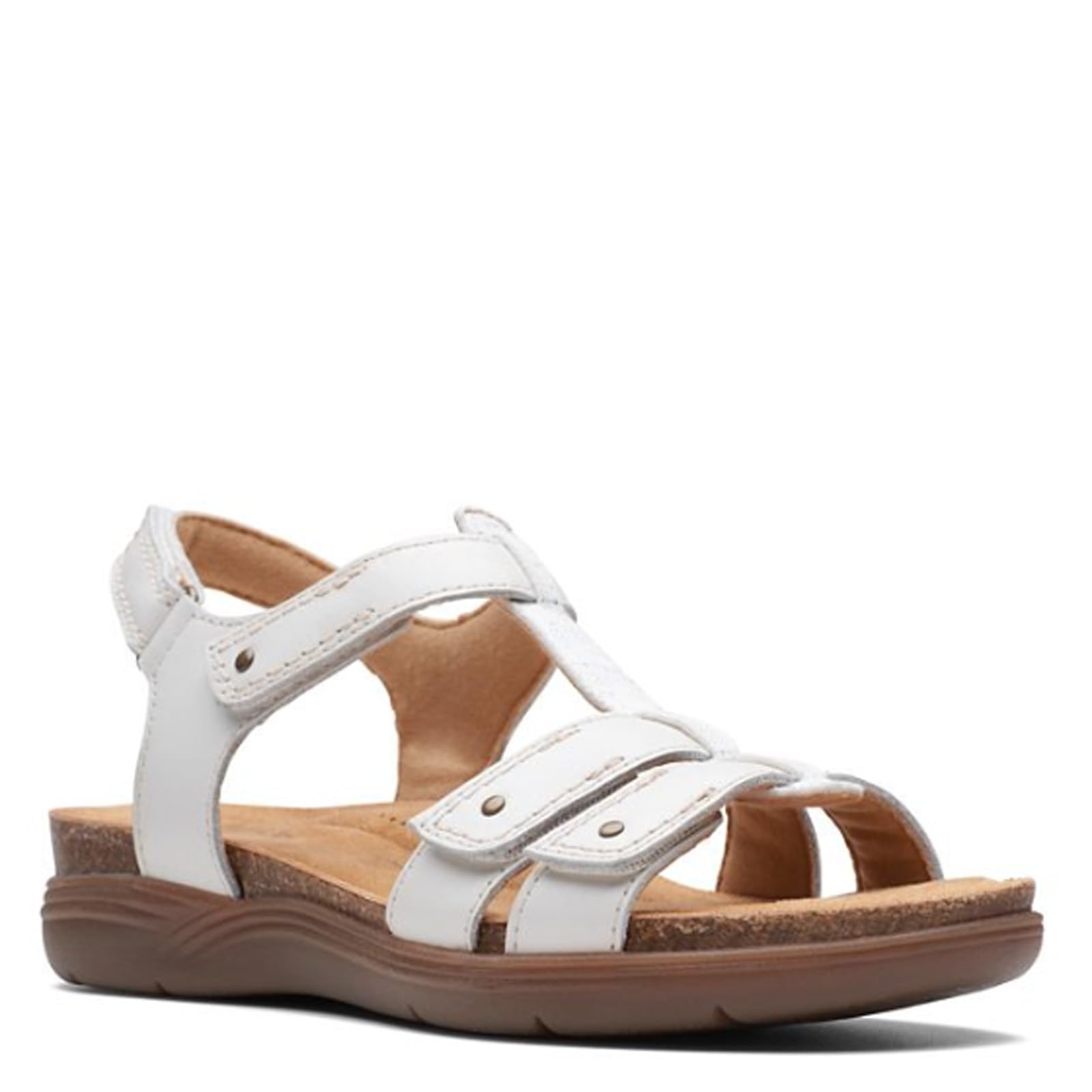 Clarks Women's April Cove Flat Sandal, White Leather, 11