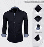 Zombom MenS Solid Cotton Blend Regular Fit Full Sleeve Collared Neck Casual Shirt For Men Black