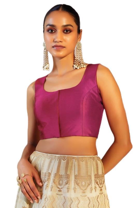 Soch Womens Magenta Taffeta Sleeveless Blouse
