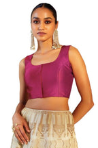 Soch Womens Magenta Taffeta Sleeveless Blouse