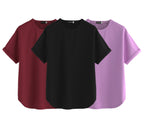 Juneberry Pure 100% Cotton Oversized Loose Baggy Fit Round Neck With Drop Shoulder Black & Lilac & Maroon Half Sleeves Boyfriend