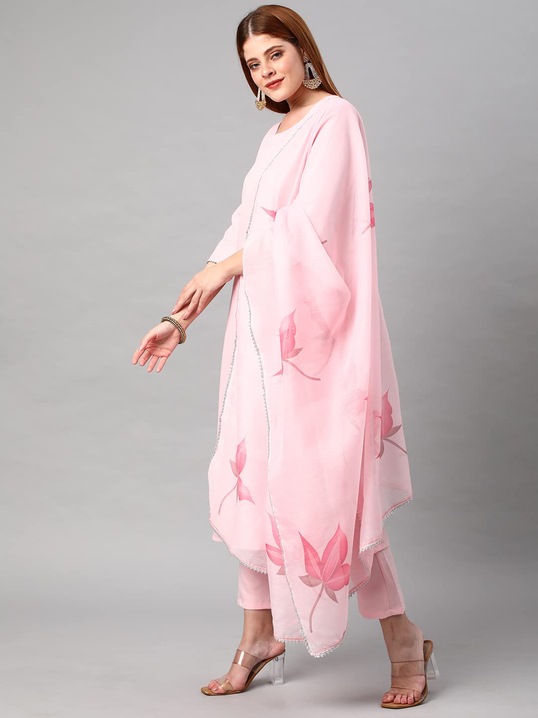 Anni Designer Women'S Cotton Blend Traditional Plain Anarkali Kurta And Pant With Dupatta Set (Wipin-Nw-001)